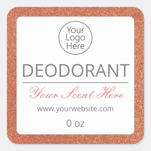 Eenvoudige Roos Gold Deodorant Logo Glitter Labels (Voorkant)
