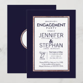 Eenvoudige Roos Gold-gelinkte marineblauw Engageme Kaart (Voorkant / Achterkant)