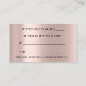 Eenvoudige Roos Gold Heart Cadeaubonnen MUA Afsprakenkaartje (Achterkant)