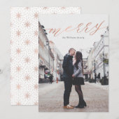 Eenvoudige Roos Gold-kerstfotokaarten Feestdagenkaart (Voorkant / Achterkant)