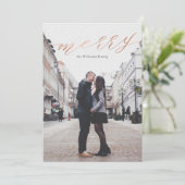 Eenvoudige Roos Gold-kerstfotokaarten Feestdagenkaart (Staand voorkant)