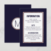 Eenvoudige Roos Gold Lined Navy Informatie Informatiekaartje (Voorkant / Achterkant)