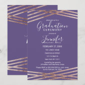 Eenvoudige Roos Gold Violet Afstuderen Ceremonie Kaart (Voorkant / Achterkant)