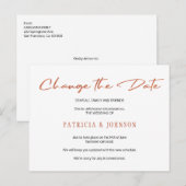 Eenvoudige roos gouden script bruiloft verandert d aankondigingskaart (Voorkant / Achterkant)