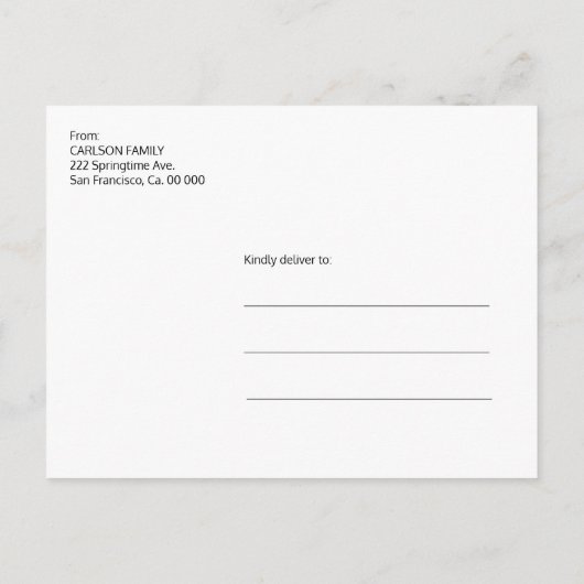 Eenvoudige roos gouden script bruiloft verandert d aankondigingskaart (Achterkant)