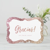 Eenvoudige roos goudglitter gracias kaart (Staand voorkant)