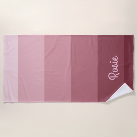 Eenvoudige Roos Gradient Stripes met aangepaste na Strandlaken (Voorkant)