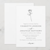 Eenvoudige Roos minimalistische bruiloft Kaart (Voorkant / Achterkant)