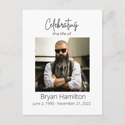 Eenvoudige rouwfoto-herdenking  briefkaart (Voorkant)