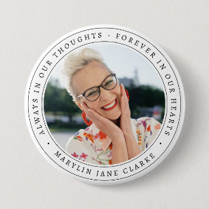Eenvoudige rouwfoto-herdenkingsfoto ronde button 7,6 cm
