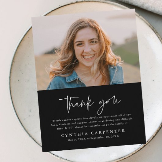 Eenvoudige rouwkaart met foto briefkaart