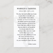 Eenvoudige rouwkaart met gebed visitekaartje (Achterkant)