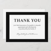 Eenvoudige rouwkaart met zwarte rand bedankkaart (Voorkant / Achterkant)