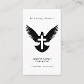 Eenvoudige rouwkrans op duif-herdenkingsgebedskaar visitekaartje (Voorkant)