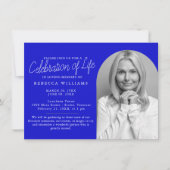 Eenvoudige Royal Blue Celebration of Life Invitati Kaart (Voorkant)