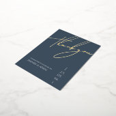 Eenvoudige Royal Blue Gold Script bruiloft dank u Folie Uitnodiging Briefkaart (Gedraaid)