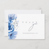 Eenvoudige Royal Blue Opulence Bloemen Rozen Bruil Bedankkaart (Voorkant)