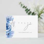 Eenvoudige Royal Blue Opulence Bloemen Rozen Bruil Bedankkaart (Staand voorkant)