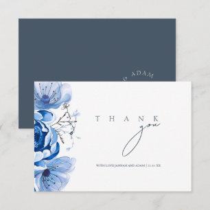 Eenvoudige Royal Blue Opulence Bloemen Rozen Bruil Bedankkaart
