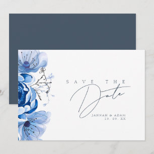 Eenvoudige Royal Blue Opulence Bloemen Rozen Bruil Save The Date