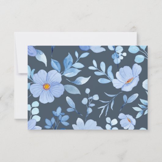 Eenvoudige Royal Blue Opulence Wildflower bruiloft Bedankkaart (Achterkant)