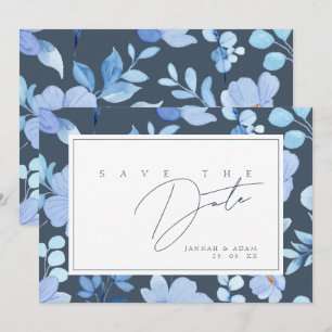 Eenvoudige Royal Blue Opulence Wildflower bruiloft Save The Date