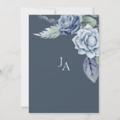 Eenvoudige Royal Blue Rozen Bloemenbruiloft Kaart (Achterkant)