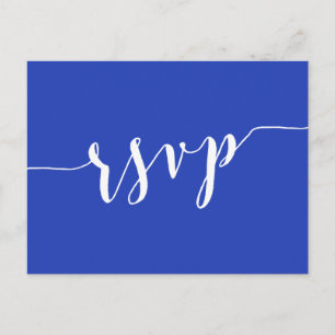 Eenvoudige Royal Blue Wedding RSVP-Briefkaarten Uitnodiging Briefkaart