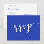 Eenvoudige Royal Blue Wedding RSVP-Briefkaarten Uitnodiging Briefkaart (Voorkant / Achterkant)