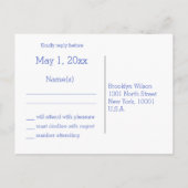 Eenvoudige Royal Blue Wedding RSVP-Briefkaarten Uitnodiging Briefkaart (Achterkant)