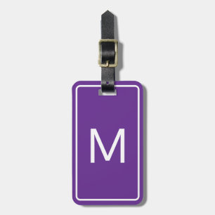 Eenvoudige Royal Purpleand White Initiaal Tekst Sj Bagagelabel