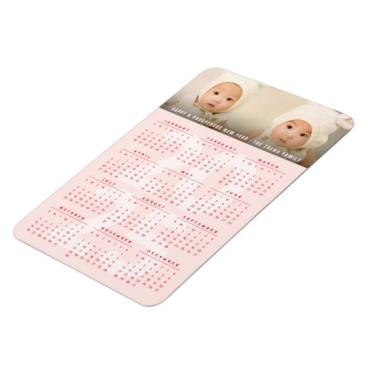 Eenvoudige Roze 2025 Kalender Minimalistische Vaka Magneet (Linkerzijde)