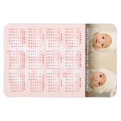 Eenvoudige Roze 2025 Kalender Minimalistische Vaka Magneet (Horizontaal)