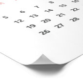 Eenvoudige Roze 2025 Kalender Poster (Hoek)