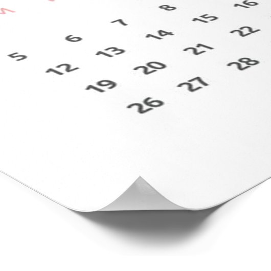 Eenvoudige Roze 2025 Kalender Poster (Hoek)