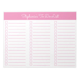 Eenvoudige Roze 8.5x11 Drie Kolommen Checklist Notitieblok