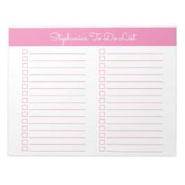 Eenvoudige Roze 8.5x11 Twee Kolommen Checklist Notitieblok