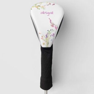 Eenvoudige roze aangepaste naam Wildbloemen Golfheadcover