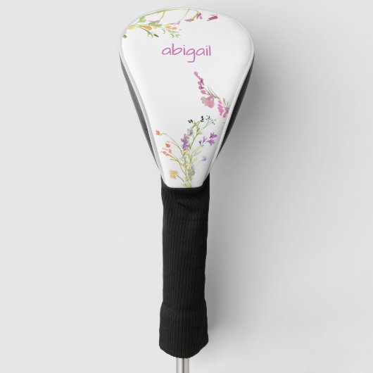 Eenvoudige roze aangepaste naam Wildbloemen Golfheadcover (Voorkant)
