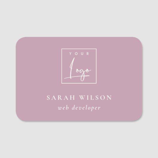 Eenvoudige, roze, aangepaste promotiemethode voor  naamplaatje (Voorkant)