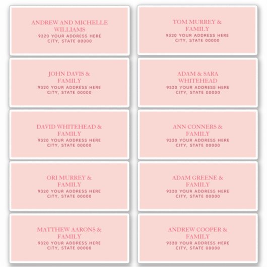 Eenvoudige roze Adresetiketten Sticker (Voorkant)