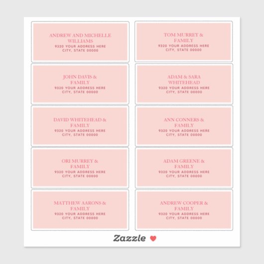 Eenvoudige roze Adresetiketten Sticker (Vel)