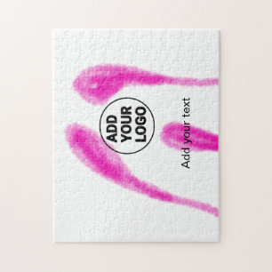 Eenvoudige roze aquarel abstracte voeg uw logo tek legpuzzel
