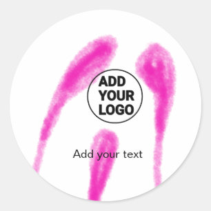 Eenvoudige roze aquarel abstracte voeg uw logo tek ronde sticker