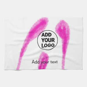 Eenvoudige roze aquarel abstracte voeg uw logo tek theedoek