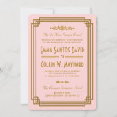 Eenvoudige roze Art Deco bruiloft uitnodigingen (Voorkant)