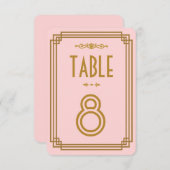 Eenvoudige Roze Art Deco Tafel Nummers voor Trouwf Kaart (Voorkant / Achterkant)