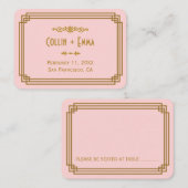 Eenvoudige Roze Art Deco Trouwplaats Kaarten Plaatskaartje (Voorkant / Achterkant)