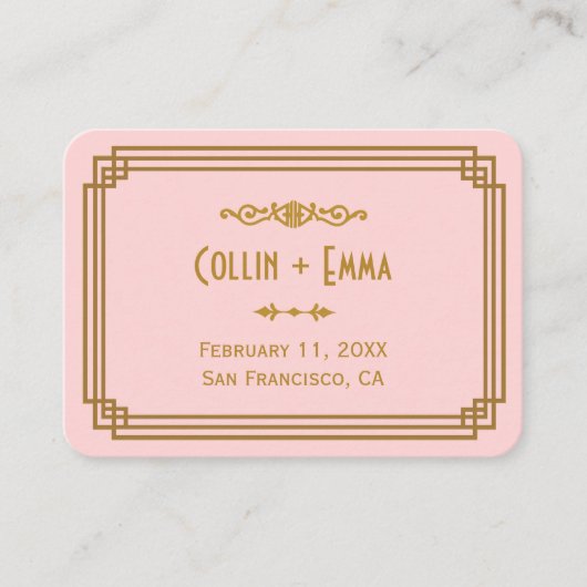 Eenvoudige Roze Art Deco Trouwplaats Kaarten Plaatskaartje (Voorkant)