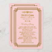 Eenvoudige Roze Art Deco Trouwprogramma's Programmakaart (Voorkant / Achterkant)